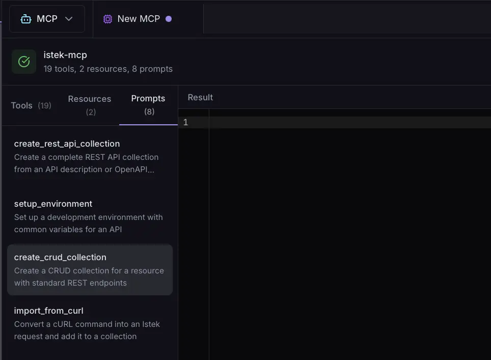 AI assistant creating API requests through natural language commands in Istek