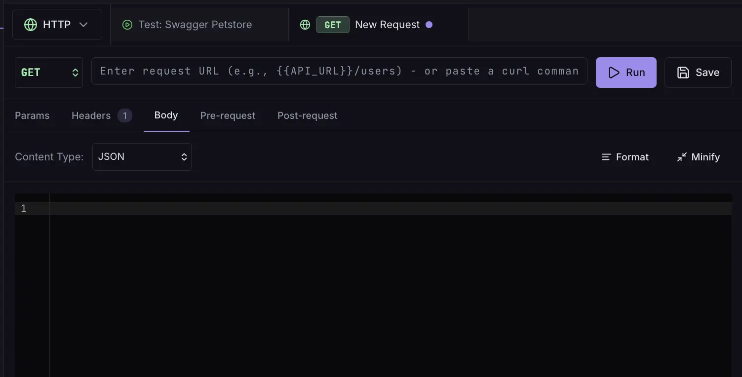 HTTP REST API client interface in Istek with request builder, headers, body, and response viewer